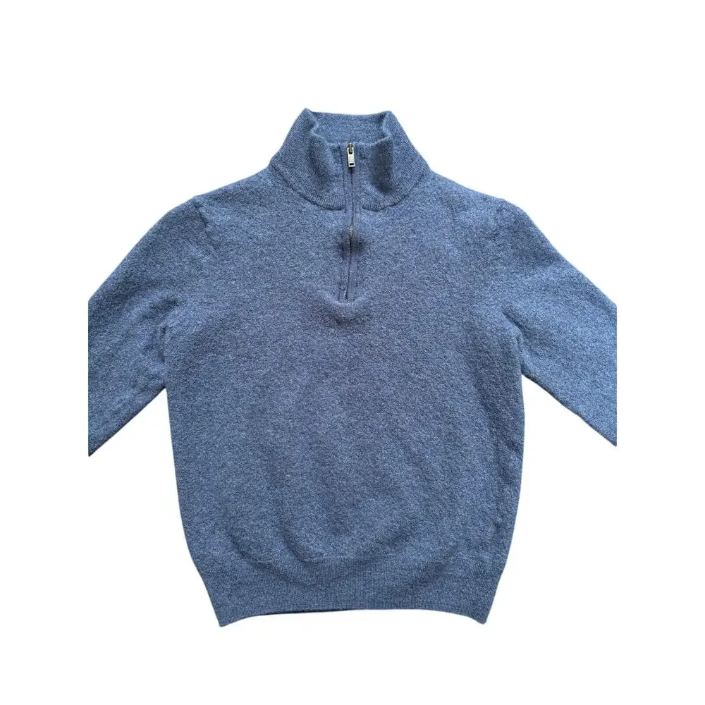 Christian Lacroix Kids 100% Merino Wool Blue 1/4 Zip, Size S